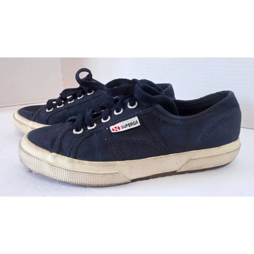 Superga 2750 Cotu Classic Navy Blue Canvas Lace Up Sneakers SZ 7.5